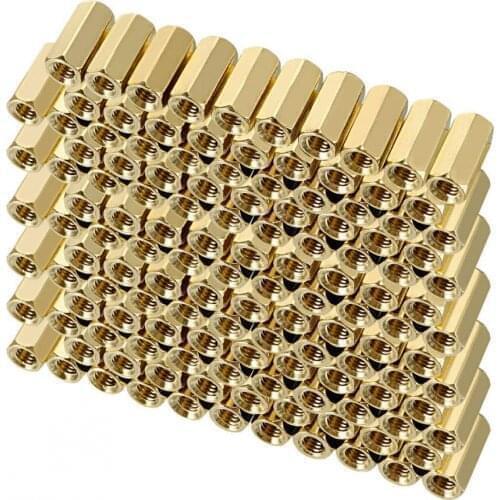 100pc Brass Copper M3x30mm Hex Standoff Hexagon Pillar Female to Female Spacer for PCB Board Motherboard L=30MM