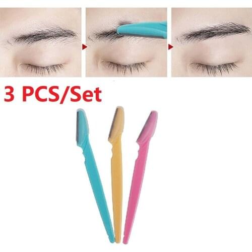 3pcs Eye Facial Eyebrow Razor Trimmer Shaper Shaver Blade Remover Tool Professional Faced Blade Tool Holder Eyebrow Repair Tool