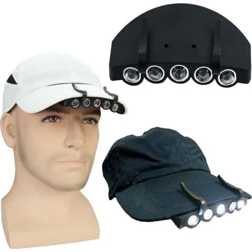 Clip-On 5 LED Night Light Camp Fishing Camping Head Light work Head Lamp LED Cap Light Great Riding Fishing Outdoor Activities