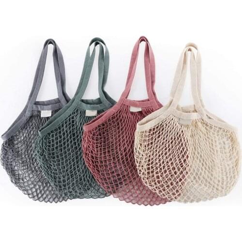 5 Packs Reusable Grocery Mesh Bags,Portable&Washable Cotton String Shopping Bag with Handle,Random Color