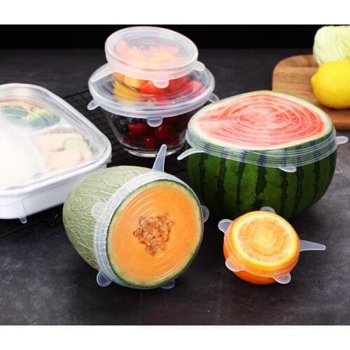 Kitchen Accessories 6Pc/Set Food Silicone Cover Universal Silicone Lid For Cookware Bowl Pot Reusable Stretch Lids Kitchen Tools