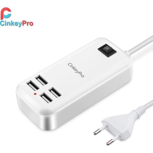 CinkeyPro EU Plug 4 Ports Multiple Wall USB Charger 15W 3A Smart Adapter Mobile Phone Tablet Charging Device For iPhone iPad