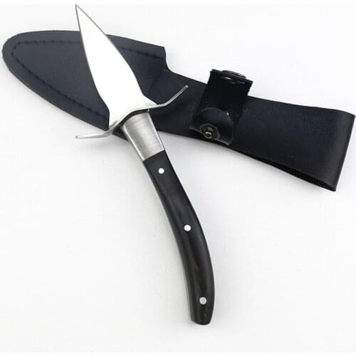 Wooden Handle Oyster Knives Stainless Steel Scallop Shell Shucking Knife With Leather Case For Seafood Oyster Knives Opener Tool
