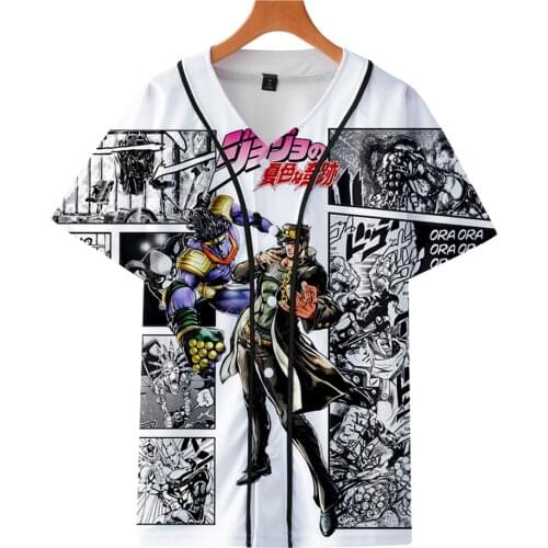 Japanese Manga JOJO 3D baseball t shirt Men/Women Anime JOJOs Bizarre Adventure t-shirt Fashion Harajuku t shirts Tee Clothes