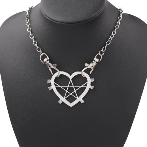 Hip hop Link Chain heart Choker Necklaces Star Crystal pendant men necklace jewelry accessories
