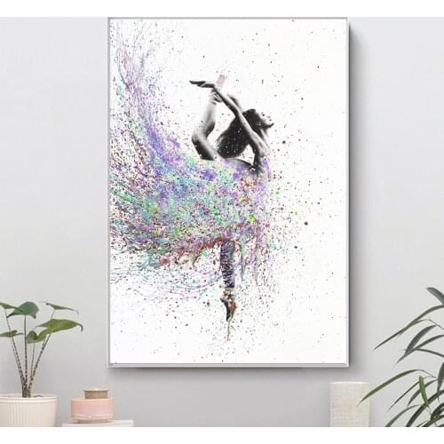 Colorful Abstract Dancing Girl Canvas Painting Ballerina Posters and Print Quadro Wall Art Picture for Living Room Cuadros Decor