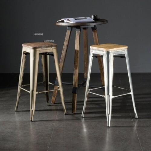Living Room Furniture Square Bar Stool for Kitchen Restaurant Cafe High Bar Stools Creative Office Front Desk Counter Barstool