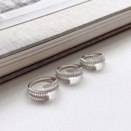 MLKENLY Asymmetric Ring for Women Wedding Trendy Jewelry Dazzling CZ 925 Sterling silver Rings Anillos