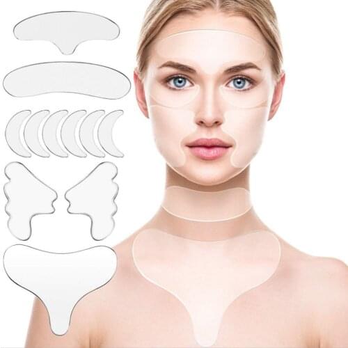 Reusable Silicone Wrinkle Removal Sticker Anti-wrinkle Strips Face Forehead Sticker Cheek Chin Facial Patches Beauty Skincare