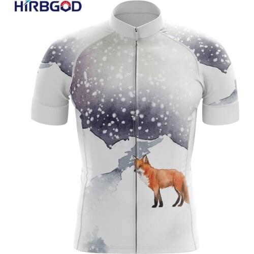 HIRBGOD Trendy White Cycling Jersey Men Sports Short Sleeve for Italy Volpe Nella Neve Pattern Bike Clothing Shirt Top,TYZ701-01