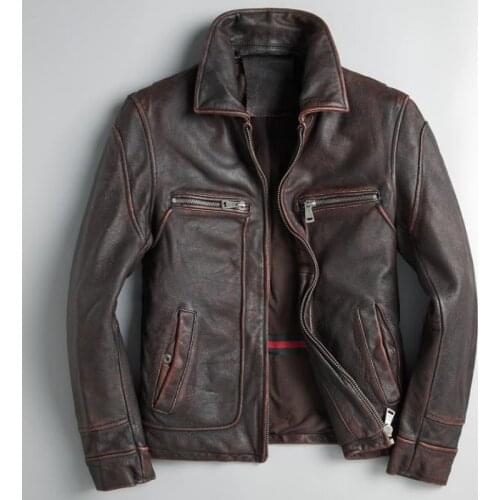 Bomber Mens Coat Winter Christmas Clothing Automotive Men Cowhide Coat Trench Coats Mens Genuine Leather Jacket Vintage Fashion