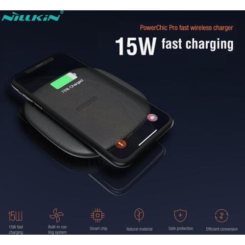 NILLKIN Wireless Charger 15W With Cooling System 15W/10W/7.5W/5W Qi Fast Wireless Charging Pad for iPhone 11X XS For MI9
