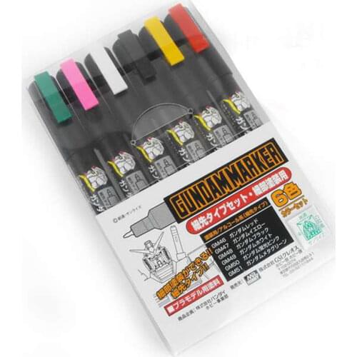 NEW Mr. Hobby Gundam Marker GMS110 Thin Detail Pen Color Set 6pcs