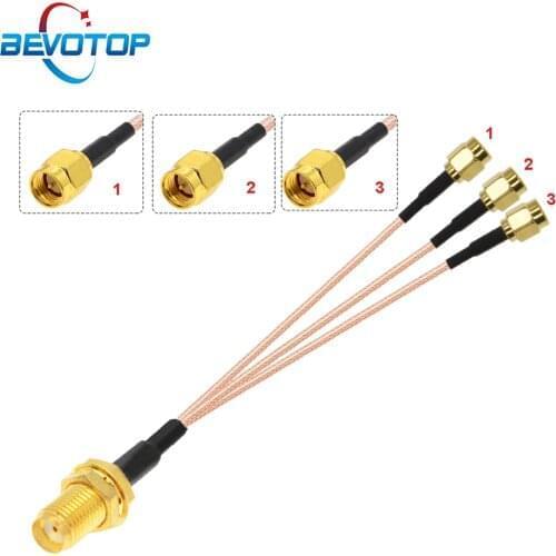 1PCS SMA Female Bulkhead to 3 SMA Male Plug 1 to 3 Splitter Adapter RG178 Pigtail Jumper WIFI Antenna Extension Cable 15CM 6"