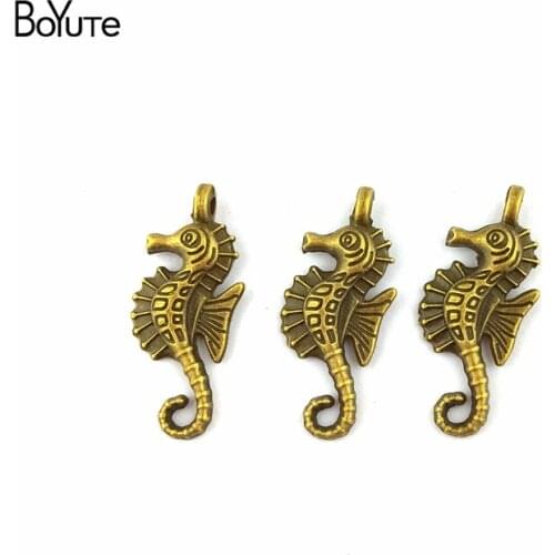 BoYuTe (50 Pieces/Lot) 29*15MM Alloy Charms Antique Bronze Silver Plated Sea Horse Pendants Jewelry Findings Diy Accessories