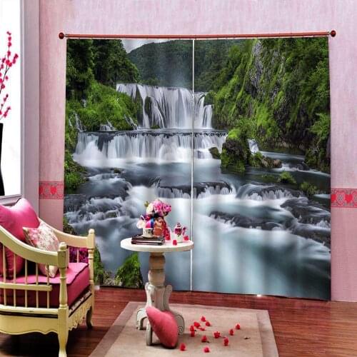 Custom 3d Curtains in Natural Scenery Waterfall For Living Room Bedroom Blackou Curtanin Decor