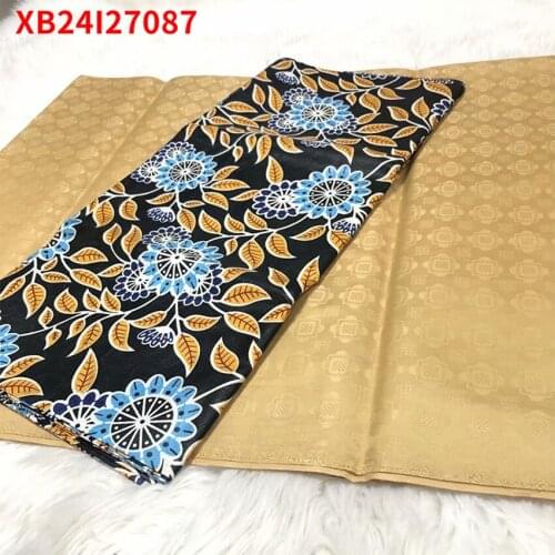 Popular Bazin Brocade Lace Africa Party Garment Fabric For 5+5yards XB24I27087