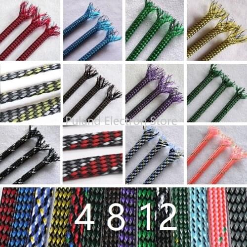 Colorful 4 8 12mm Expanded Braid Sleeve PP Cotton Mixed PET Yarn Soft Wire Wrap Insulated Cable Protection Line Harness Sheath