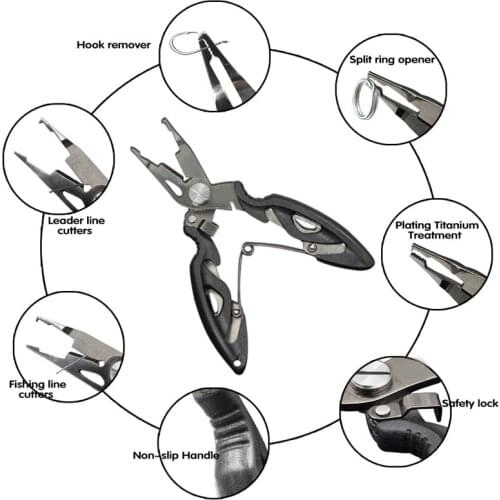 Fishing Pliers Fish Line Cutter Scissors Mini Fish Hook Remover Multifunction Tools New Black Beak Jaw 12.5cm Cutting Tool