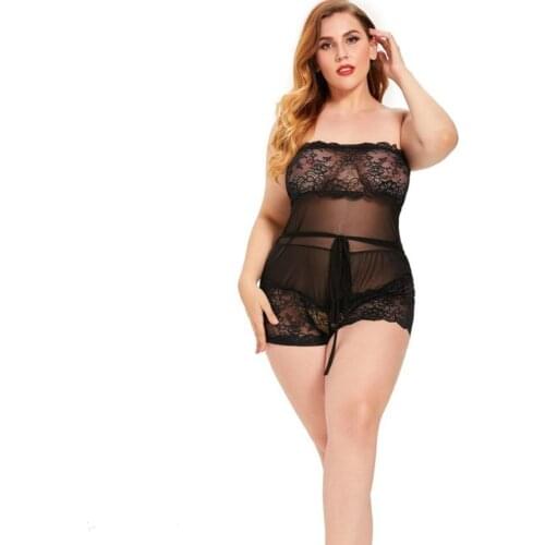 Sexy Underwear Summer Women European And American Lace Smear Big Size Sleeping Skirt Q401