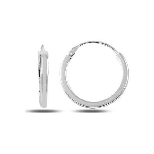Silver 925 Sterling 14mm Simple Ring Earrings