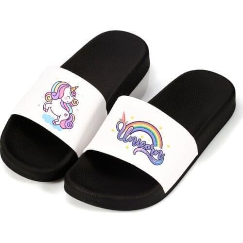 Summer Women Slippers Cartoon unicorn Slipper shoes for woman Home Beach Slides summer EVA Sandalias ladies Non-slip flip flops