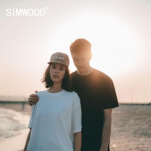 SIMWOOD 2021 Summer New Unisex Men Women T-shirt Loose Drop Sleeve T-shirts Basic 100% Cotton Plus Size Tops SK170237