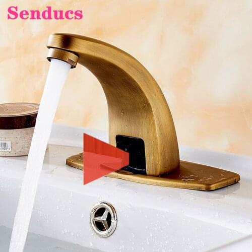 Antique Sensor Bathroom Faucets Single Cold Basin Mixer Tap Quality Brass Cold Bathroom Tap Newly Antique Sensor Basin Faucets