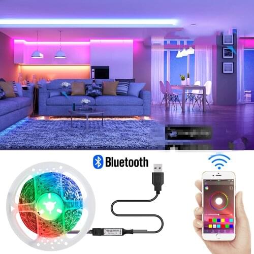 USB Bluetooth LED Backlight 5V Smart LED Strip Light 5M 5050 RGB Multi Color LED Tape Lamp Phone Control TV Bedroom Night Light