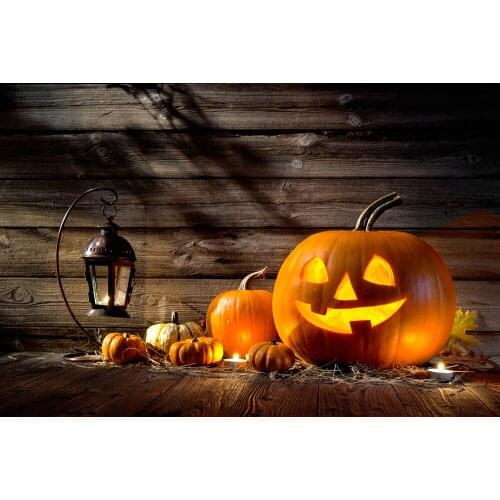 VinylBDS Halloween Photography Backdrops Wood Floor Fire Pumpkin Backdrop For Photo Background Studio J01799