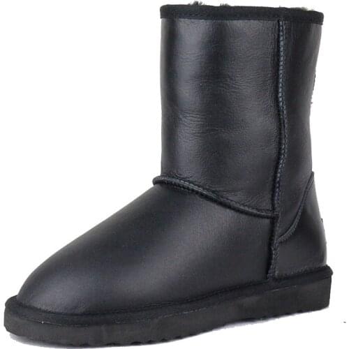 Top Quality Genuine Sheepskin Leather Snow Boots for Women Waterproof Winter Boots 100% Natural Fur Wool Women Shoes Boots