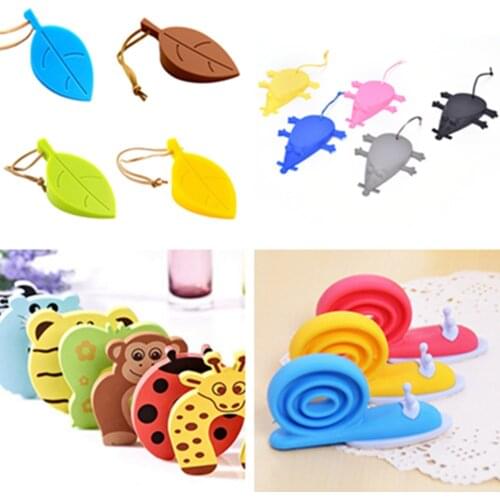 1PCS Cute Cartoon Leaf Snail Feet Tiger Mouse Butterfly Monkey Rubber Wedge Door Stopper Holder Guard Baby Safety Protector