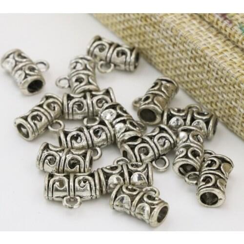 20pcs elegant Tibet silver-color tube shape accessories 11*5mm necklace/bracelets charms jewelry making B2529