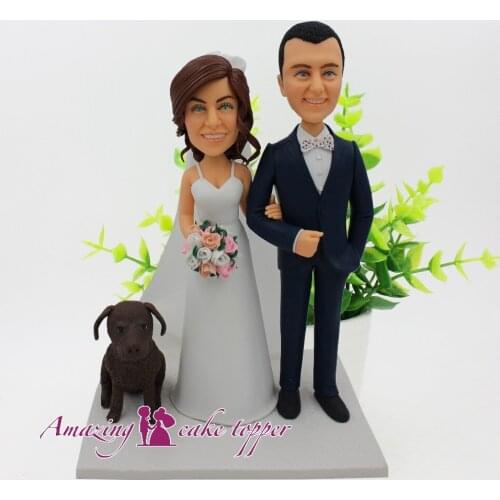 2019 AMAZING CAKE TOPPER Toys Pet dog and romantic wedding wedding And Groom Gifts Ideas Customized Figurine Valentines Day