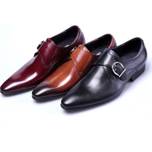2020 Luxury Men Shoes Patnet Leather Monk Strap Oxford Shoes for Men Wedding Business Formal Suit Mens Dress Shoes Black Brown
