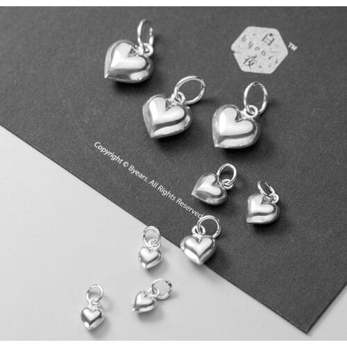 3pcs 925 Sterling Silver Heart pendant DIY Making Charming Necklace Bracelet Earring Jewelry Making Supplies Finding
