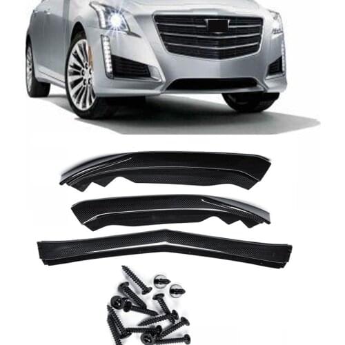 3Pcs Carbon Fiber Front Bumper Lip Cover Trim Diffuser Spoiler Protector For Cadillac ATS 2015-2018 Front Bumper Lip Body Kit