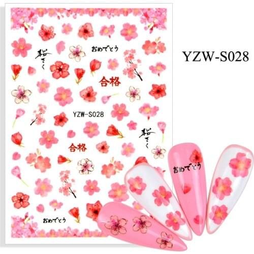 3D Nail Sticker Peach Blossom Slider Nails Art Decoration Wraps Decals Cute Design Adhesive Manicure Tips Stickers Pegatina