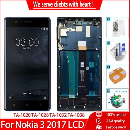 5.0" AAA++ For Nokia 3 TA-1020 TA-1028 TA-1032 TA-1038 LCD Display Touch Screen With Frame Replacement For Nokia 3 Display