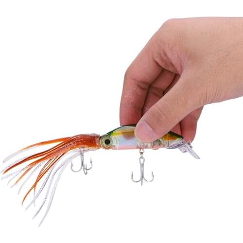 5pcs/set Fishing Lure 7cm/11.5g Squid Hook With Crane Swivel Wobblers Jigs Octopus Cuttlefish Wood Shrimp Hard Baits 3D Eyes