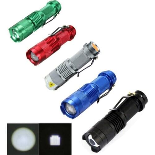 50pcs/lot Hot Waterproof LED Flashlight 7W CREE Q5 Focus Zoomable 400 Lumens LED Torch Light For Outdoor Night Camping