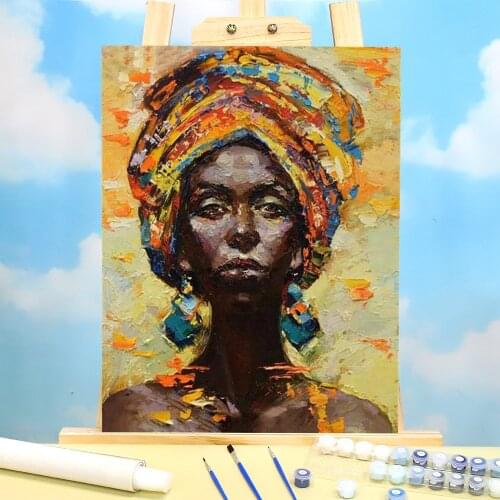 African Woman Painting By Numbers Package Acrylic Paints 50*70 Paiting By Numbers Loft Wall Picture Crafts For Handicraft