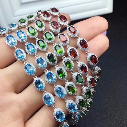 Natural garnet bracelet, topaz bracelet, diopside bracelet, professional natural color wholesale, 925 silver style
