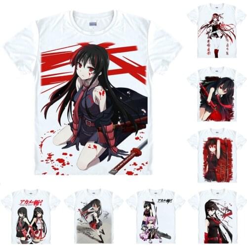 Coolprint Anime Shirt Akame ga KILL T-Shirts Multi-style Short Sleeve Night Raid Akame Slashes Cosplay Motivs Hentai Shirts