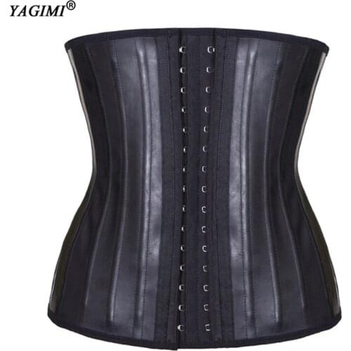 Women Corset Top Waist Trainer Latex Bustier 25 Steel Boned Sauna Effect Slimming Belt Tummy Control Body Shaper Bustier Shaper