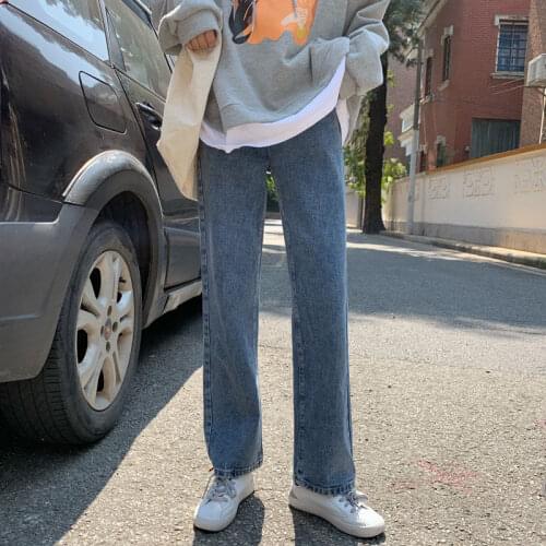 Jeans Women High Waist Denim Solid Vintage Simple Elegant Womens Trousers Full Length All-match Daily Straight Jean for Girls