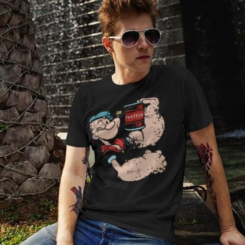 Popeye T Shirt Body Building T-Shirt 100 Percent Cotton Graphic Tee Shirt Mens Short-Sleeve Awesome Tshirt