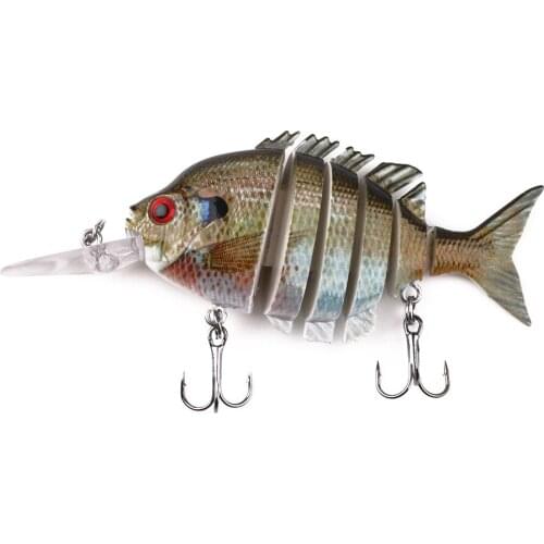 HENGJIA 1PCS Artificial Plastic Multi Jointed Fishing Lure 10cm 12.7g Lifelike Minnow Sunfish 6 Section Fishing Tackle