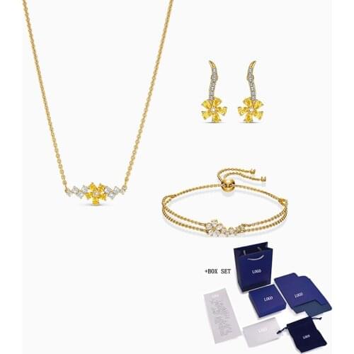 Fashion High Quality SWA Earrings Necklace Bracelet Plant Flower Set Charming Decorations Ladies Jewelry Gifts Free Shipping