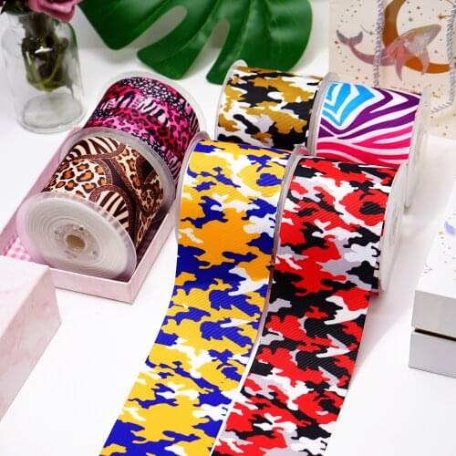 DIY Handmade Materials Leopard Printed Grosgrain Ribbon 50 Yard Per Size 44229